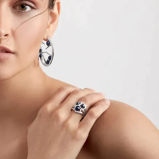 Shaun Leane Blackthorn Sterling Silver Black Pearl Triple Ring