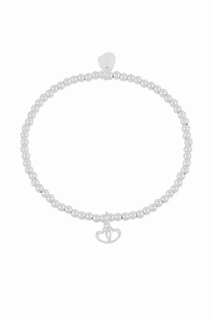 Sienna Beaded Interlinked Heart Charm Bracelet