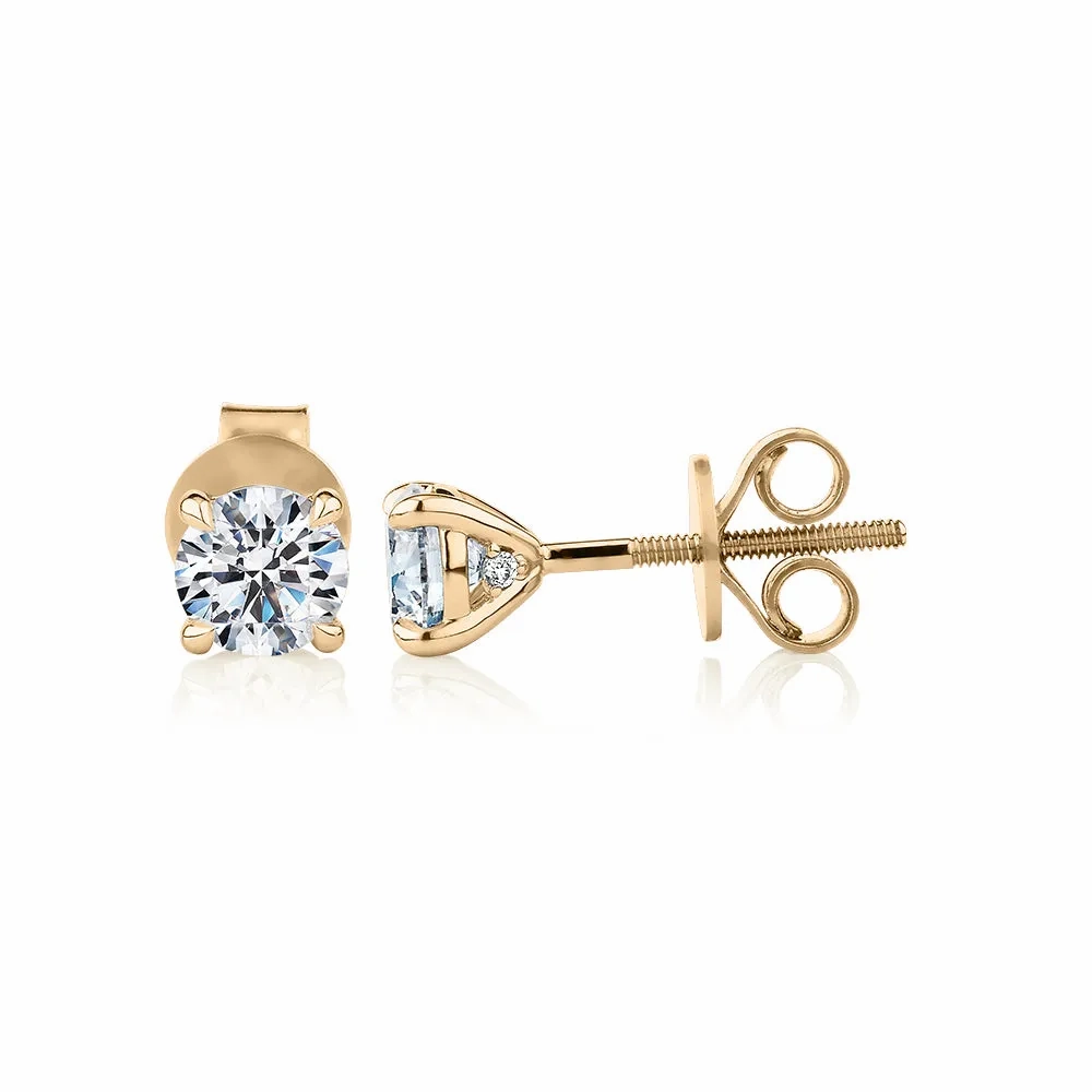 Signature Simulant Diamond 1.00 carat* TW round brilliant stud earrings in 14 carat yellow gold
