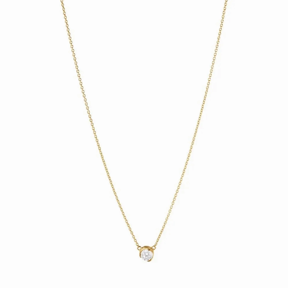 Signature Solitaire 18K Gold Necklace w. 0.20ct Diamond