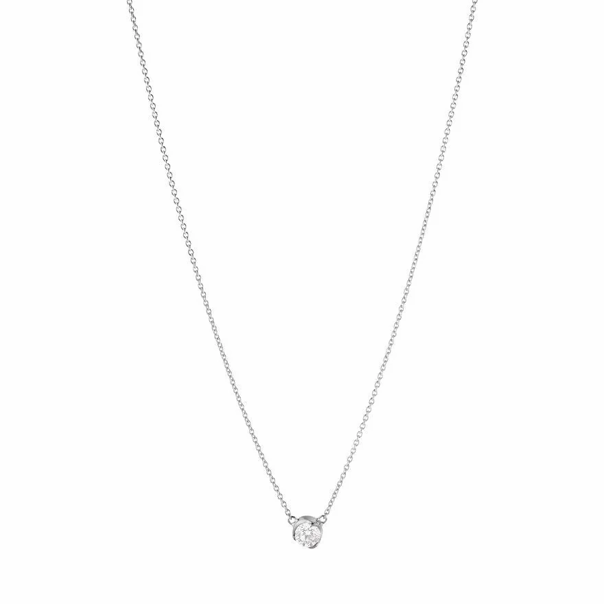 Signature Solitaire 18K White Gold Necklace w. 0.20ct Diamond