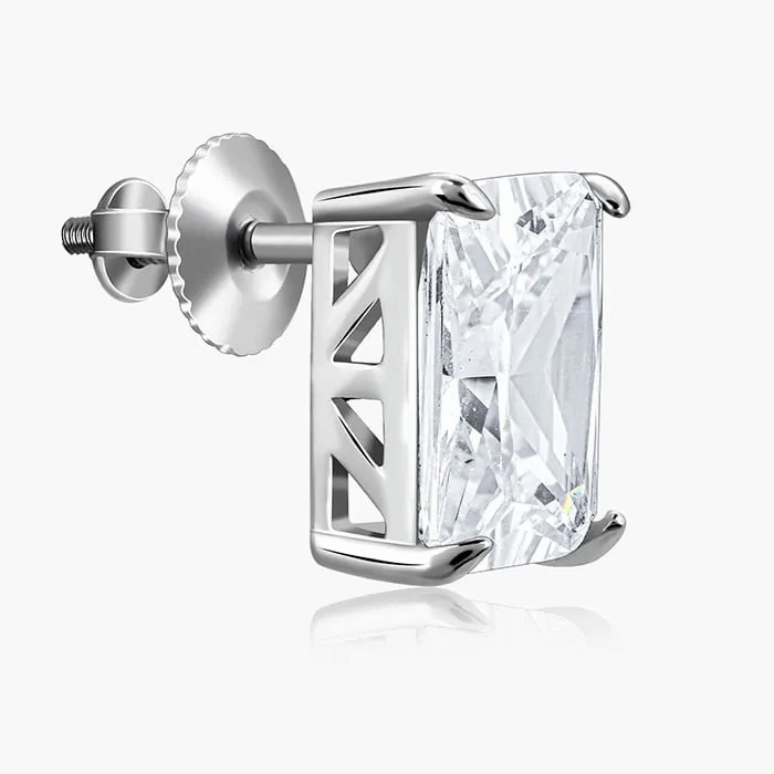 Silver Baguette Zircon Studs