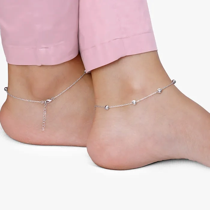 Silver Bohemian Beaded Anklet