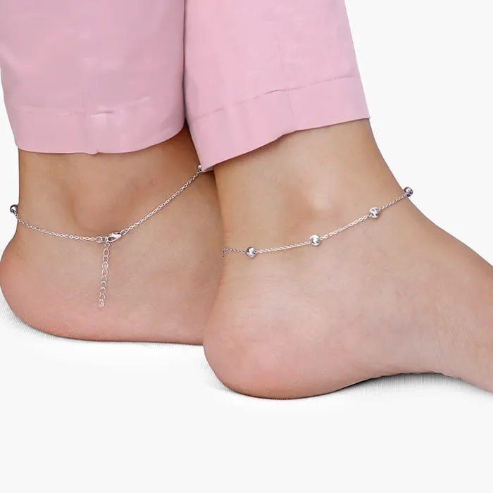 Silver Bohemian Beaded Anklet