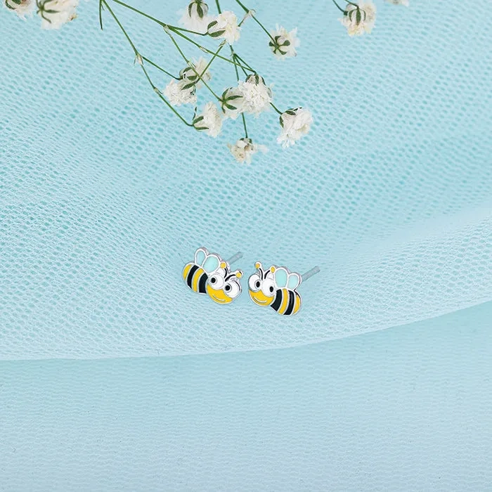 Silver Busy Bee Kids Earrings (4-12 yrs)