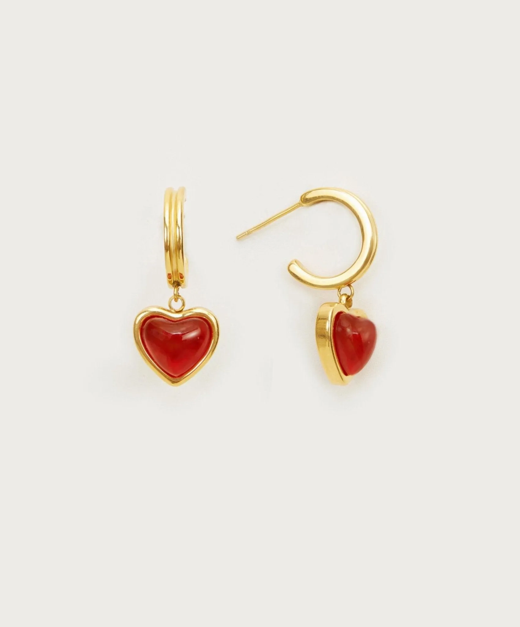 Silver Carnelian Stone Hoop Earrings