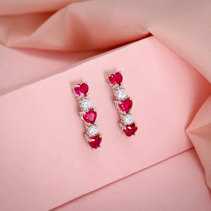 Silver Crimson Crush Earrings