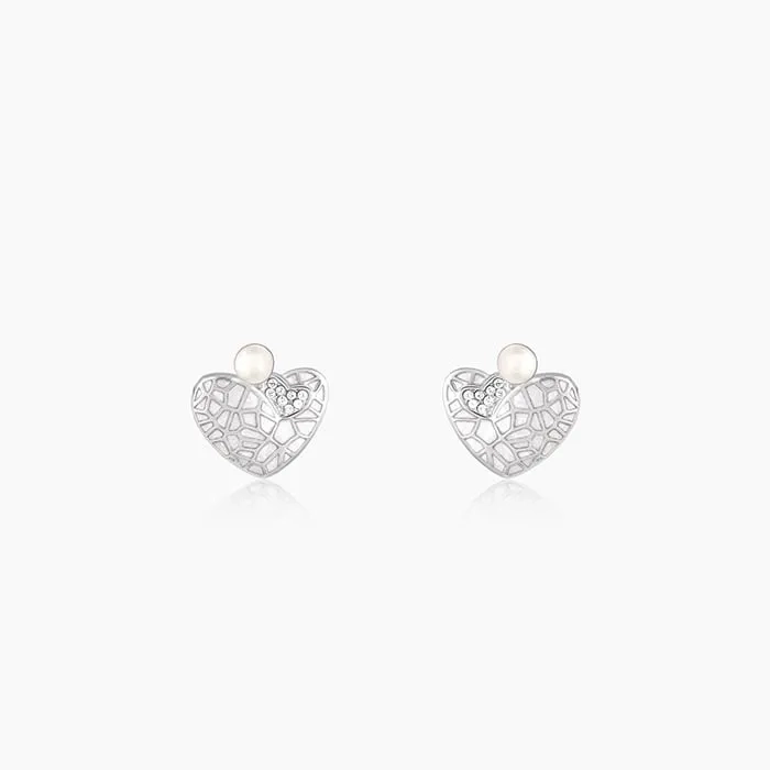 Silver Ethereal Heart Earrings
