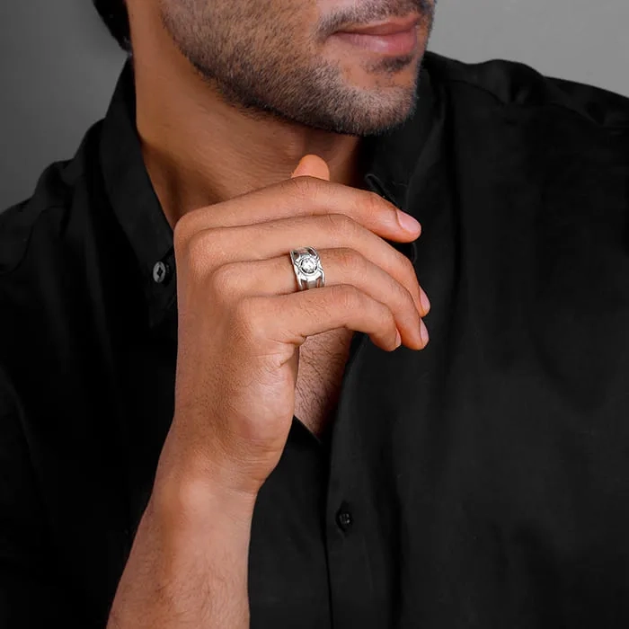 Silver Fashionable Ring For Him