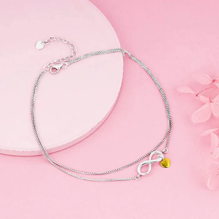 Silver Forever Heart Anklet
