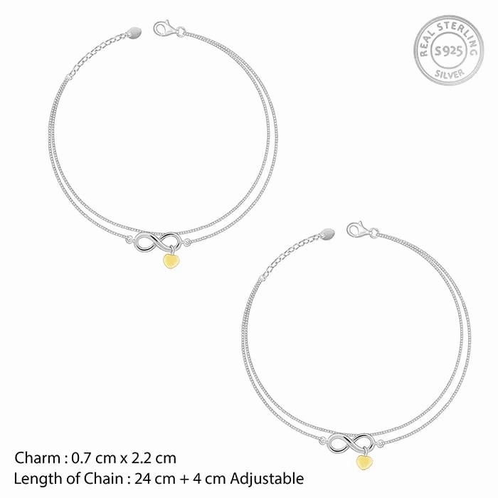 Silver Forever Heart Anklet