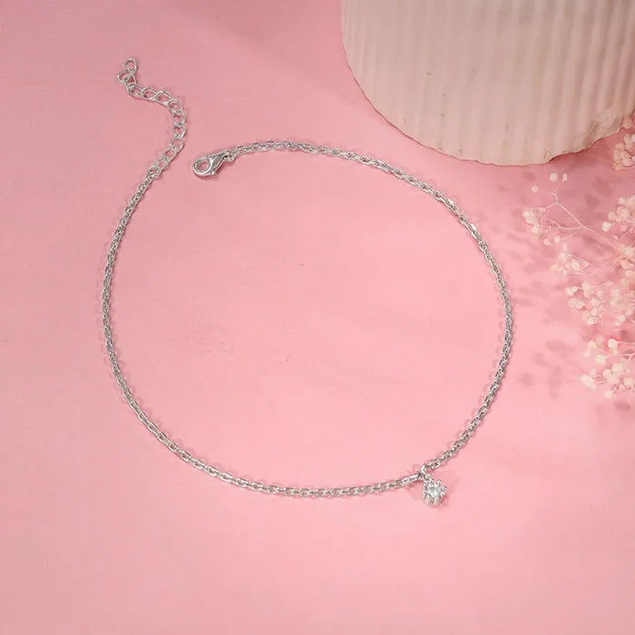 Silver Glow Linked Chain Anklet