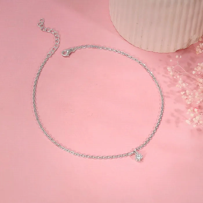Silver Glow Linked Chain Anklet