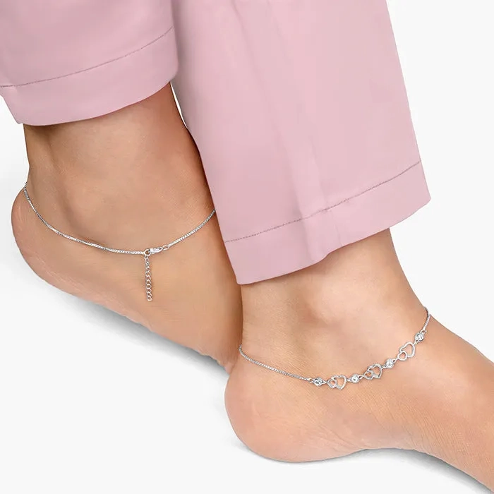 Silver Heart Anklet