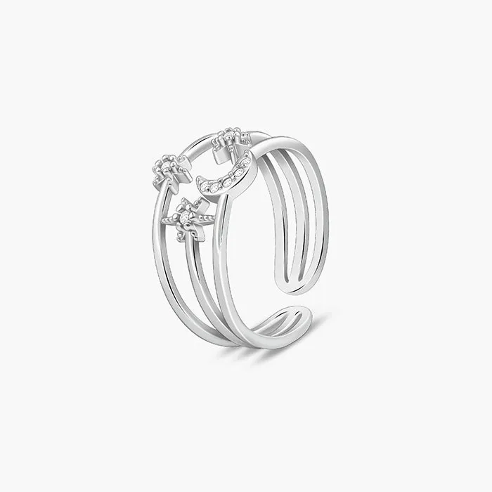 Silver Heavenly Cocktail Ring