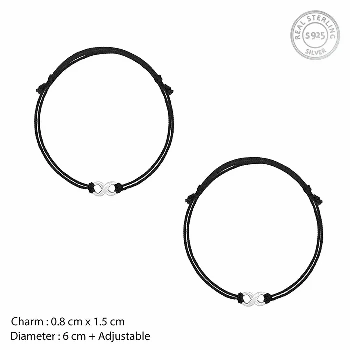 Silver Infinity Black Thread Anklets