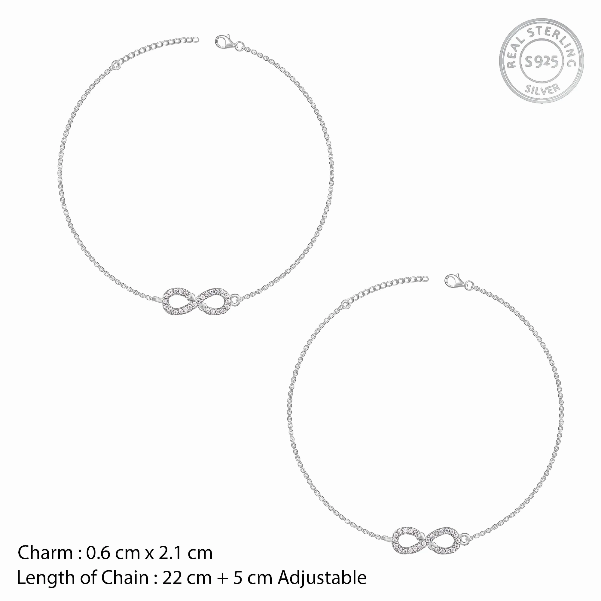 Silver Infinity Zircon Anklet