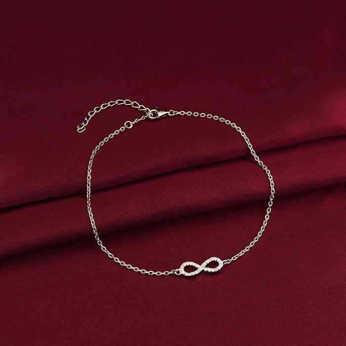 Silver Infinity Zircon Anklet