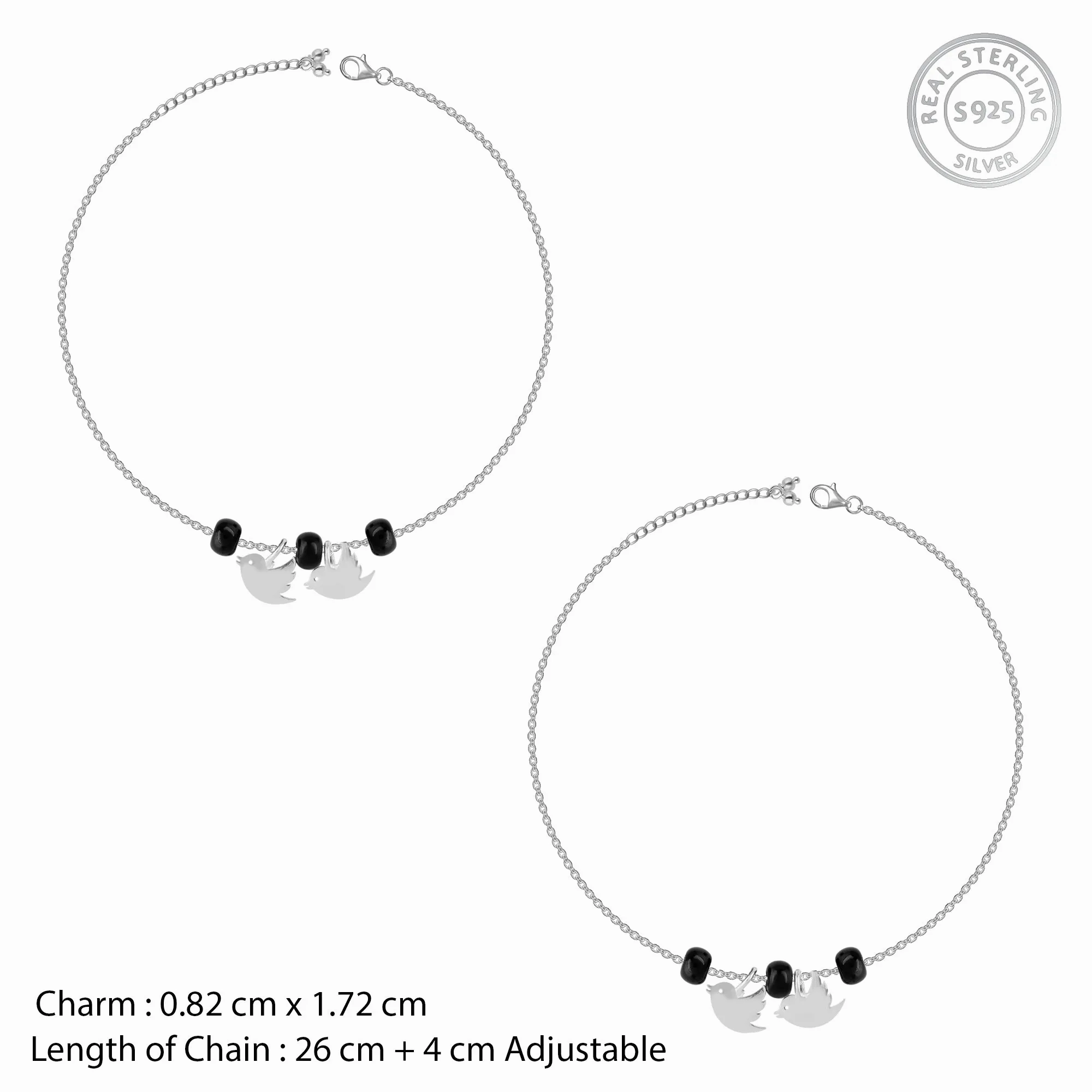 Silver Lovely Birds Anklet