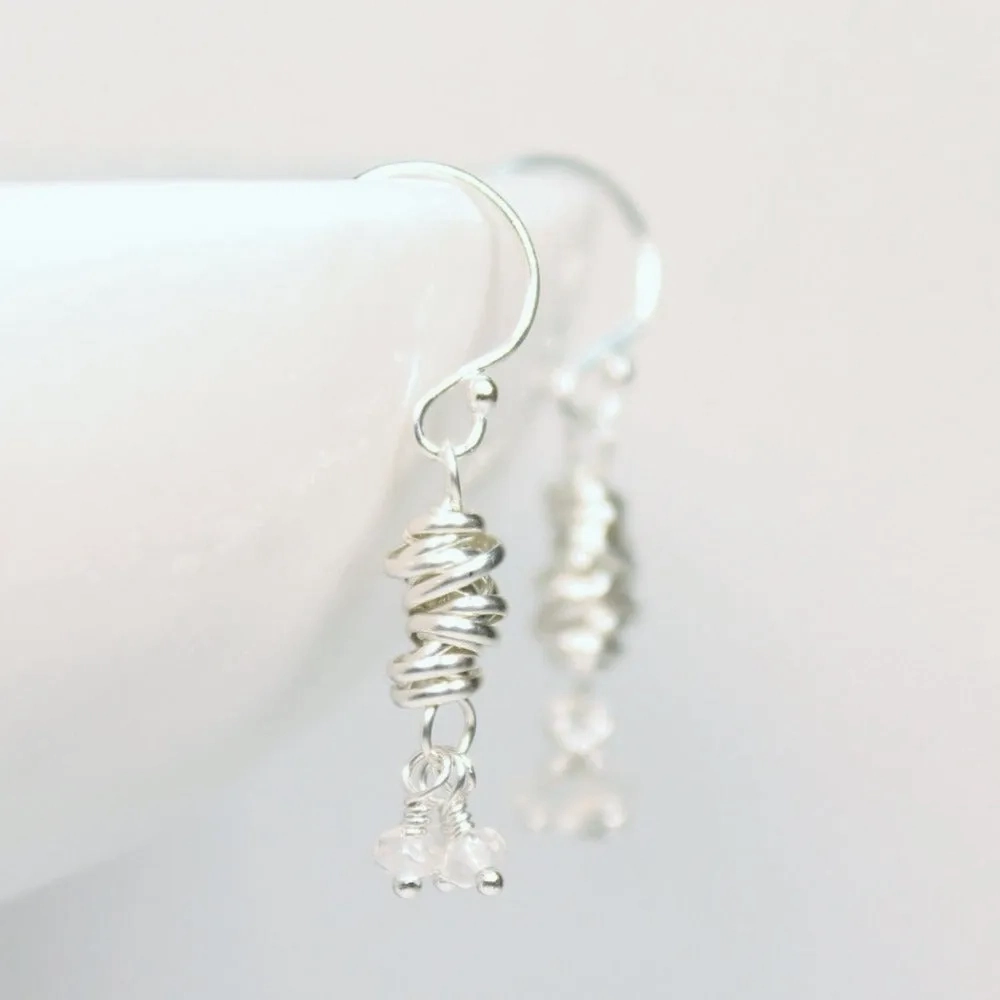 Silver Micro-Twist and Gemstone Earring