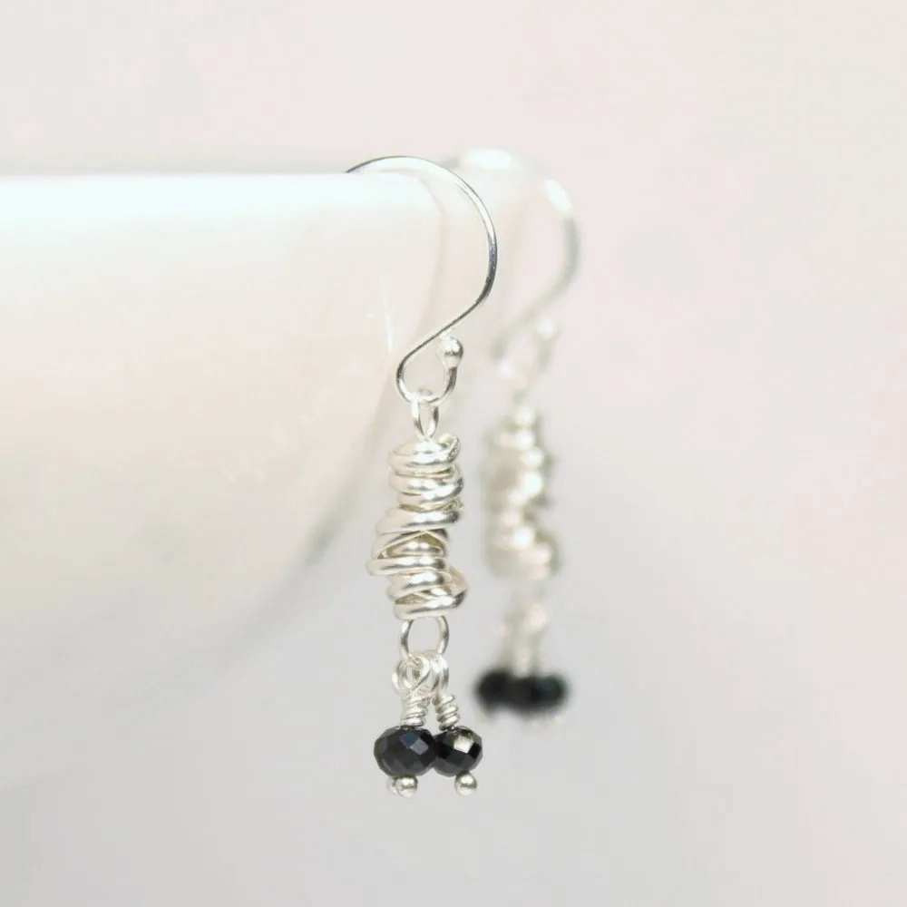 Silver Micro-Twist and Gemstone Earring