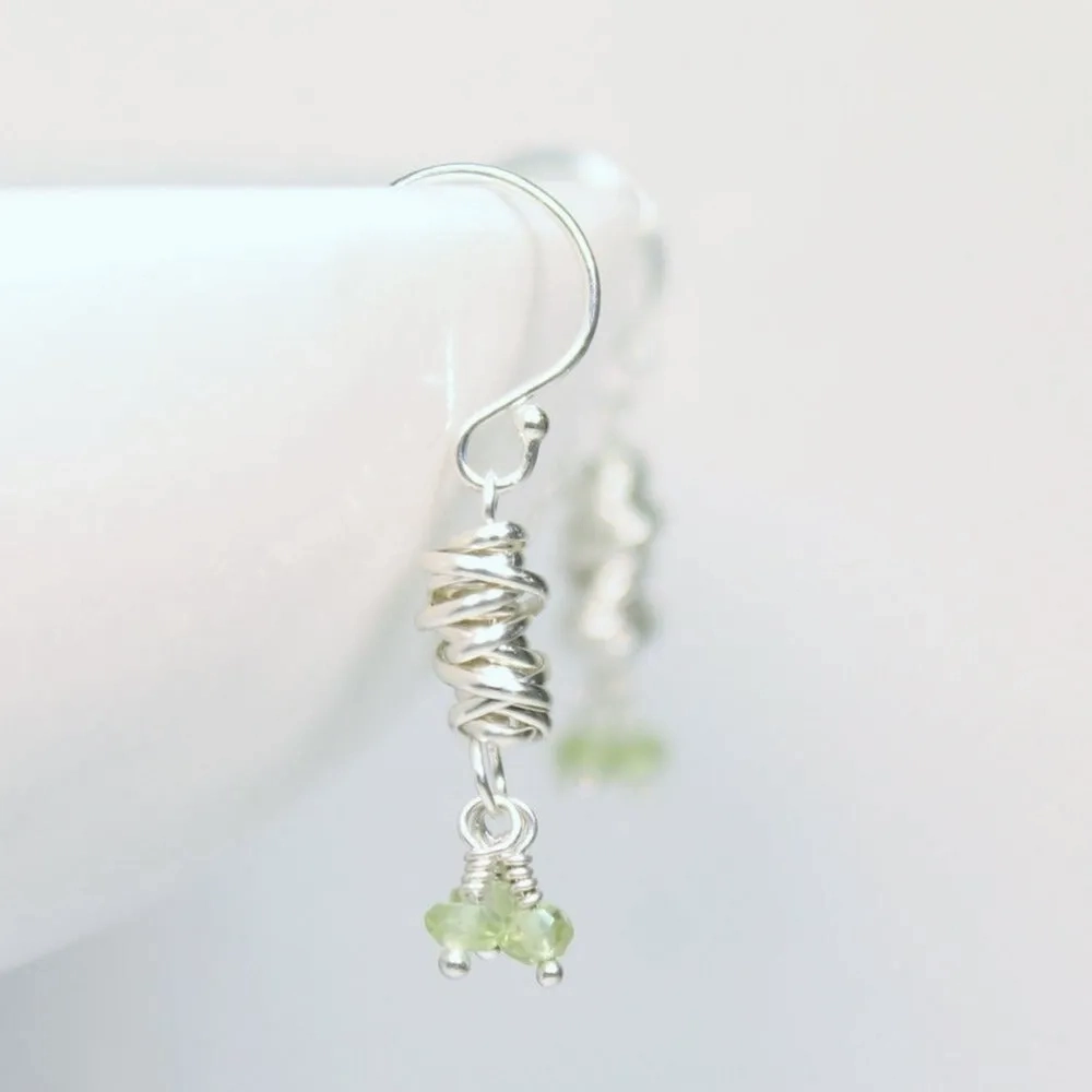 Silver Micro-Twist and Gemstone Earring