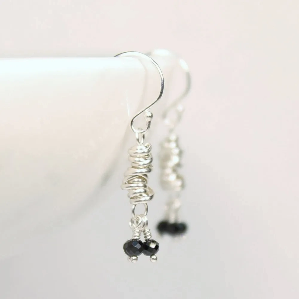 Silver Micro-Twist and Gemstone Earring