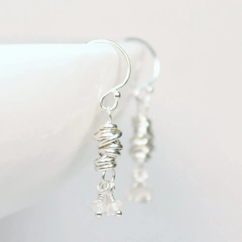 Silver Micro-Twist and Gemstone Earring