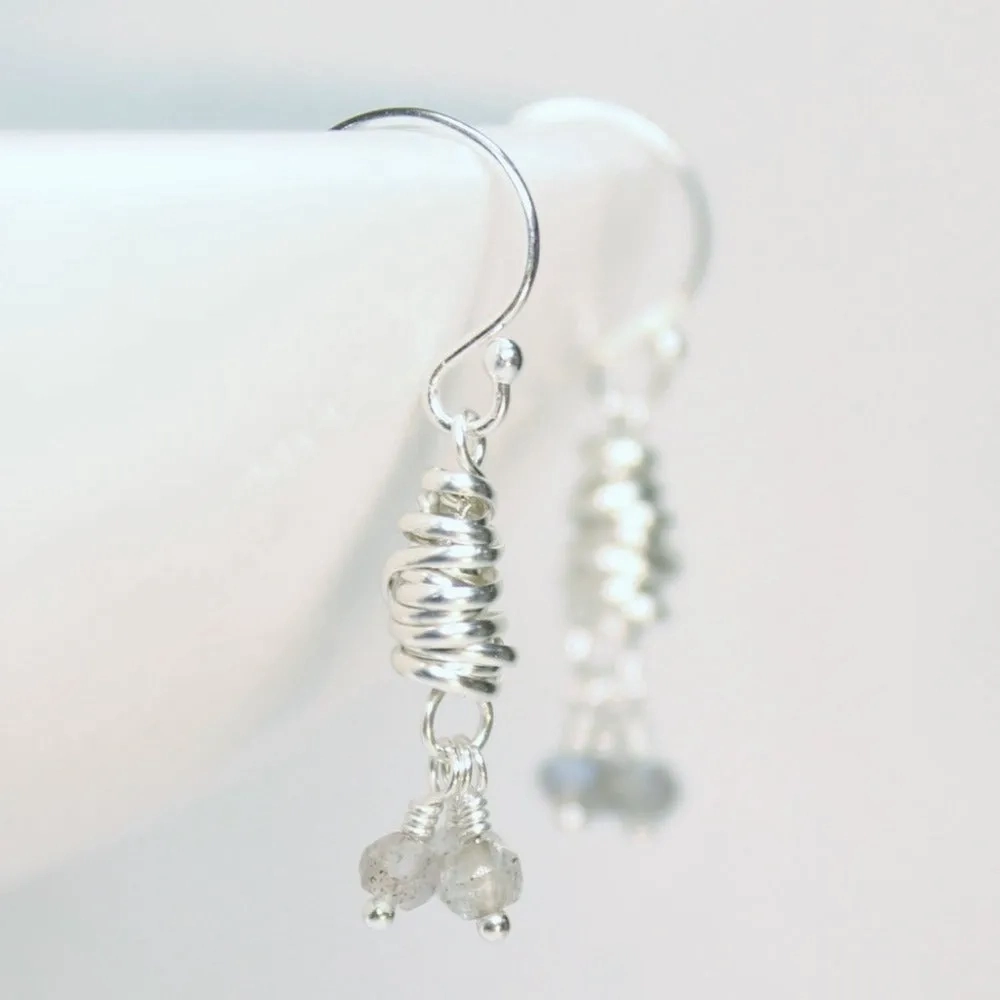 Silver Micro-Twist and Gemstone Earring