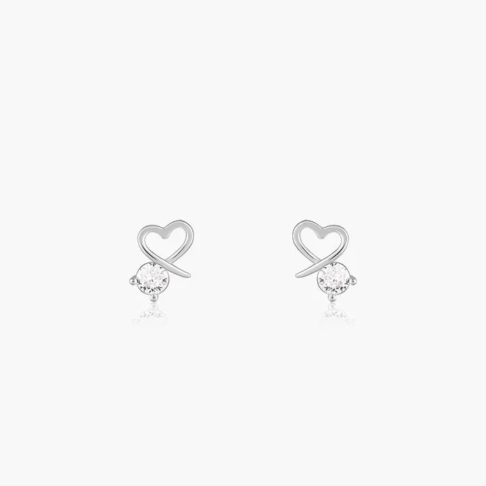 Silver Mini Heart Drop Earrings