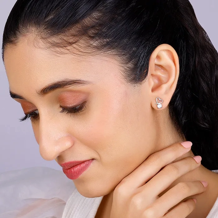 Silver Mini Heart Drop Earrings