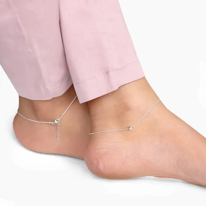 Silver Minimal Bead Anklet
