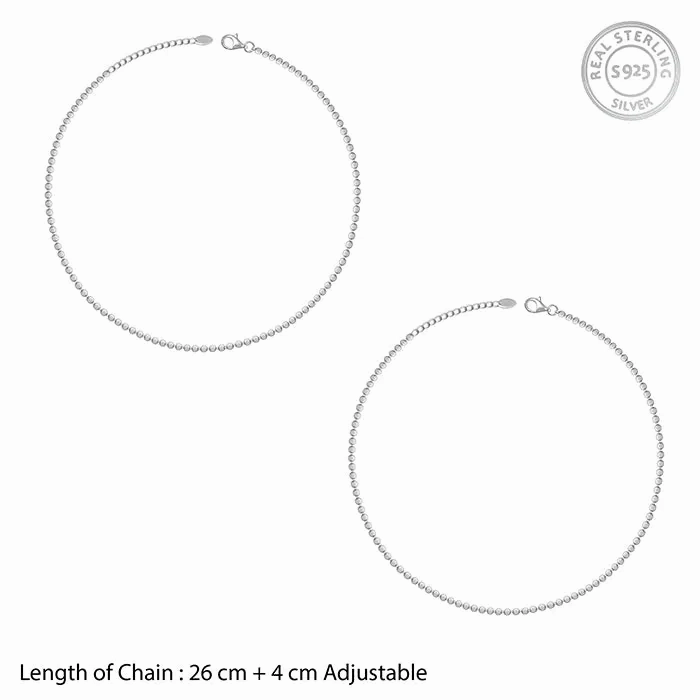 Silver Minimal Beaded Anklet