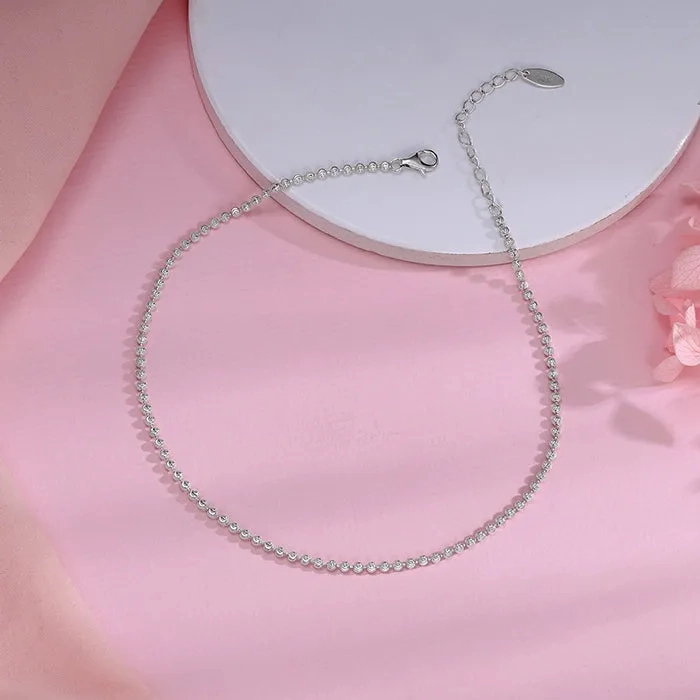 Silver Minimal Beaded Anklet