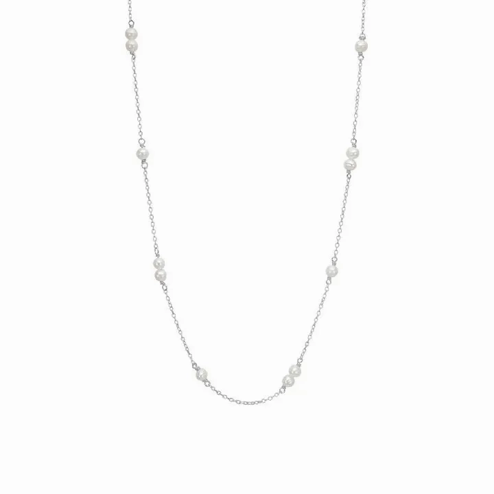 Silver Necklace w. Pearls