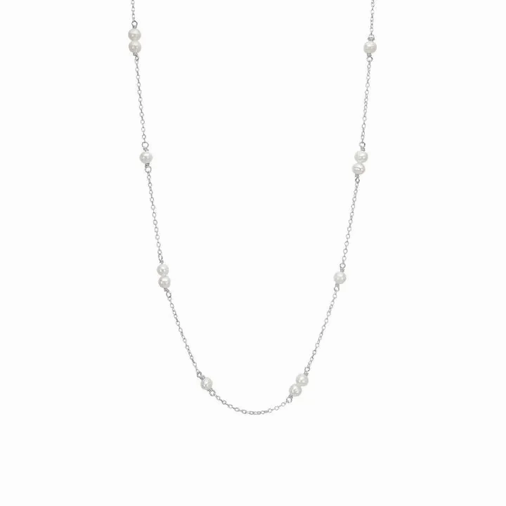 Silver Necklace w. Pearls