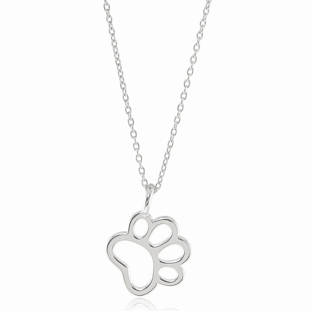 Silver Paw Print Pendant Necklace