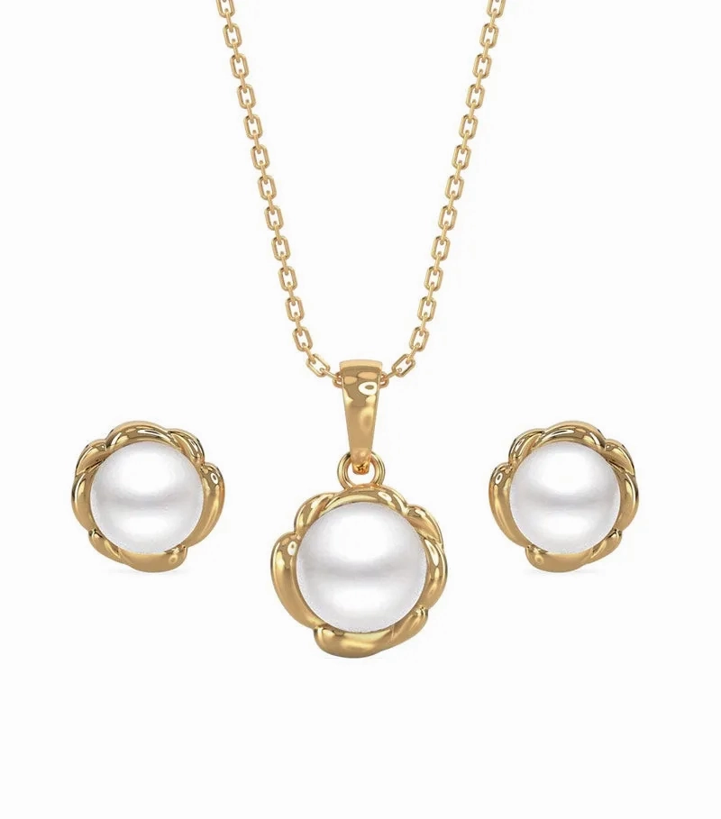Silver Pearl Aki Jewellery Set