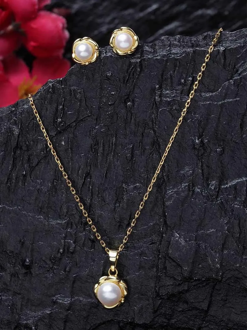 Silver Pearl Aki Jewellery Set