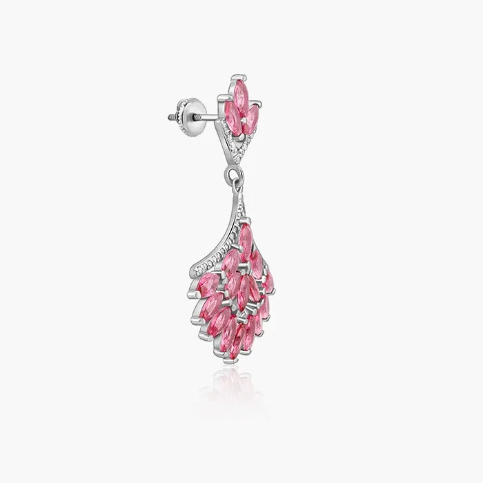 Silver Pink Floret Earrings