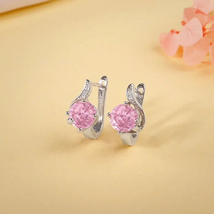 Silver Pink Shine Studs