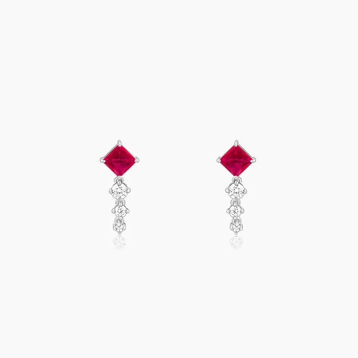 Silver Quad Heart Earrings
