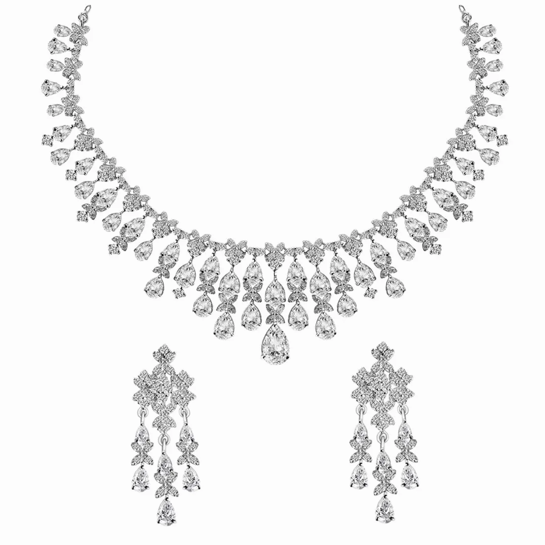 Silver Queen's Necklace Jewellery Set