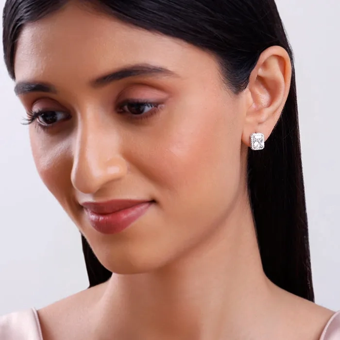 Silver Radiant Square Earrrings