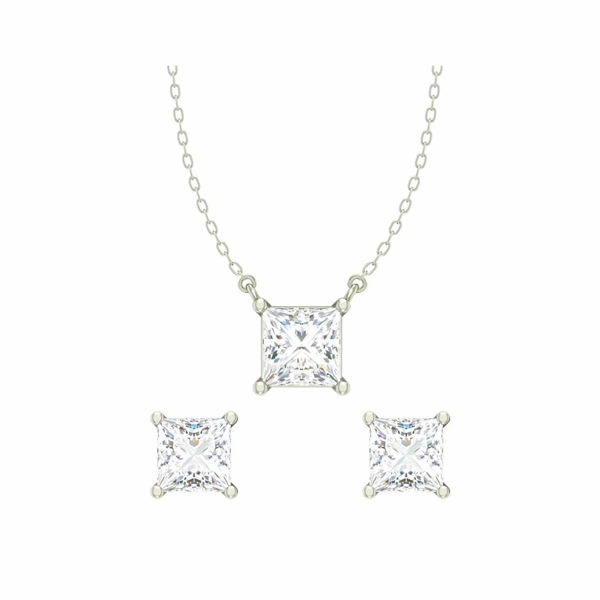 Silver Square Jewellery Set
