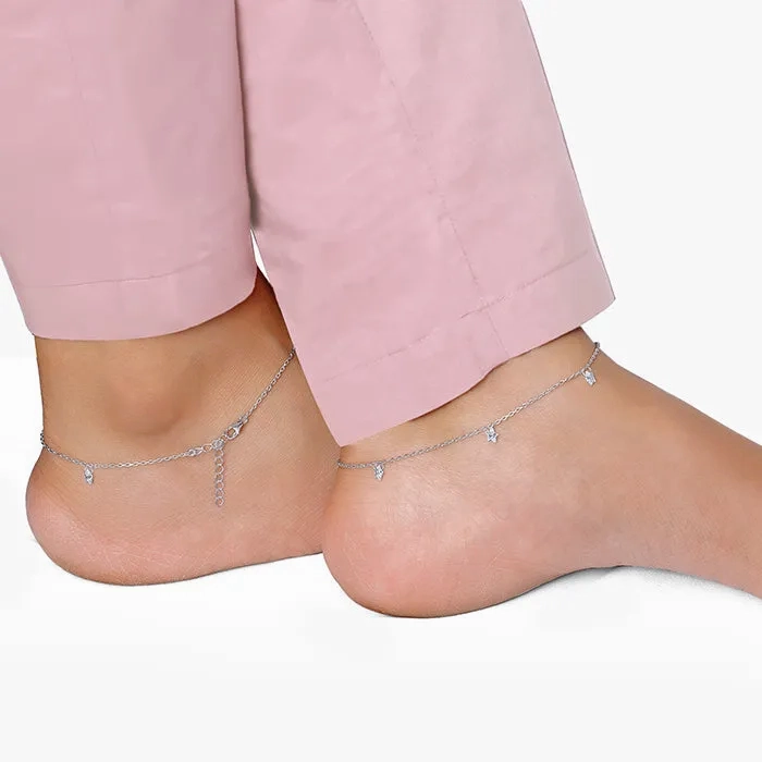 Silver Star Charmed Anklet