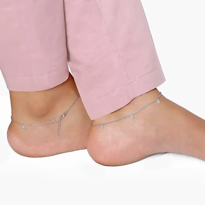 Silver Star Charmed Anklet