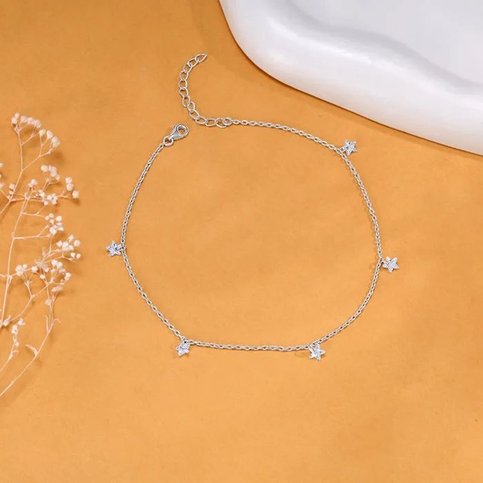 Silver Star Charmed Anklet