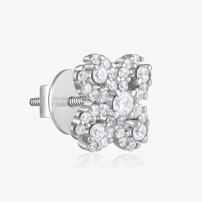 Silver Trendy Clover Earrings