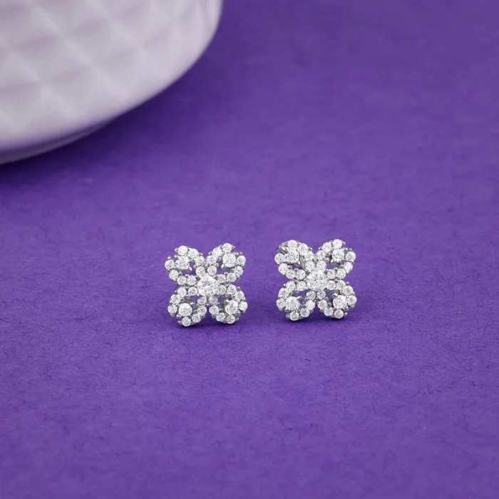 Silver Trendy Clover Earrings